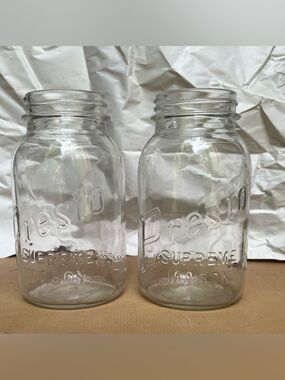 Vintage Clear Presto Supreme Mason Quart Jars  Owens Glass Company Lot Of 2